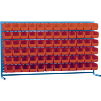 Louvered Rack with Bins, 72 Bins, 72" W x 15" D x 40" H Cam Industrial
