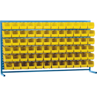 Louvered Rack with Bins, 72 Bins, 72" W x 15" D x 40" H Cam Industrial