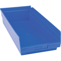 Plastic Shelf Bins, 8-3/8" W x 4" H x 17-7/8" D, Blue, 20 lbs. Capacity Cam Industrial