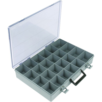 Compartment Case, Plastic, 24 Slots, 15-1/2" W x 11-3/4" D x 2-1/2" H, Grey Cam Industrial