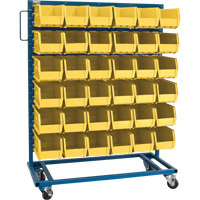 Single-Sided Mobile Bin Rack, Single-sided, 36 bins, 36" W x 16" D x 46-1/2" H Cam Industrial