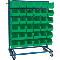 Single-Sided Mobile Bin Rack, Single-sided, 36 bins, 36" W x 16" D x 46-1/2" H Cam Industrial