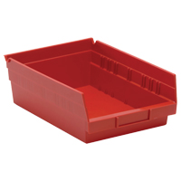 Shelf Bins, 8-3/8" W x 4" H x 11-5/8" D, Red, 30 lbs. Capacity Cam Industrial