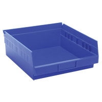 Bacs de rangement pour tablettes, 11-1/8" la x 4" H x 11-5/8" p, Bleu, Capacit&eacute; 30 lb Cam Industrial