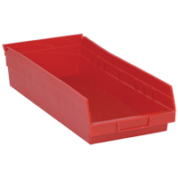 Shelf Bins, 8-3/8" W x 4" H x 17-7/8" D, Red, 40 lbs. Capacity Cam Industrial