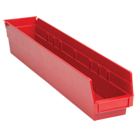 Bacs de rangement pour tablettes, 4-1/8" la x 4" H x 23-5/8" p, Rouge, Capacit&eacute; 50 lb Cam Industrial