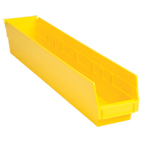 Bacs de rangement pour tablettes, 4-1/8" la x 4" H x 23-5/8" p, Jaune, Capacit&eacute; 50 lb Cam Industrial