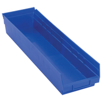 Bacs de rangement pour tablettes, 6-5/8" la x 4" H x 23-5/8" p, Bleu, Capacit&eacute; 50 lb Cam Industrial