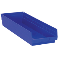 Bacs de rangement pour tablettes, 8-3/8" la x 4" H x 23-5/8" p, Bleu, Capacit&eacute; 50 lb Cam Industrial