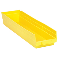 Bacs de rangement pour tablettes, 6-5/8" la x 4" H x 23-5/8" p, Jaune, Capacit&eacute; 50 lb Cam Industrial