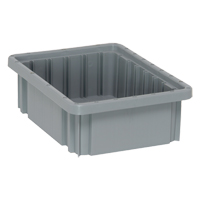Divider Box&reg; Containers, Plastic, 10.9" W x 8.3" D x 3.5" H, Grey Cam Industrial