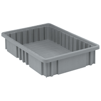 Divider Box&reg; Containers, Plastic, 16.5" W x 10.9" D x 3.5" H, Grey Cam Industrial
