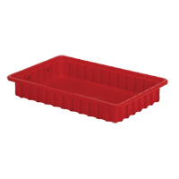Divider Box&reg; Containers, Polyethylene, 16.5" W x 10.9" D x 2.5" H, Red Cam Industrial