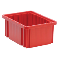 Divider Box&reg; Containers, Plastic, 10.9" W x 8.3" D x 5" H, Red Cam Industrial