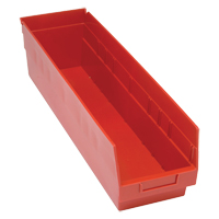 Bacs en plastique pour &eacute;tag&egrave;res Store More, 6-5/8" la x 6" H x 23-5/8" p, Rouge, Capacit&eacute; 90 lb Cam Industrial