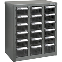 KPC-600 Parts Cabinet, Galvanized Steel, 18 Drawers, 13-9/10" x 8-7/10" x 16-3/10", Grey Cam Industrial