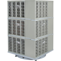 Heavy-Duty Industrial Carousel Drawer Cabinet, Steel, 240 Drawers, 27" W x 27" D x 48" H, Grey Cam Industrial