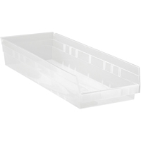 Bacs de rangement pour tablettes, 8-3/8" la x 4" H x 23-5/8" p, Transparent, Capacit&eacute; 50 lb Cam Industrial