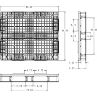 RackoCell Plastic Pallet, 4-Way Entry, 48" L x 40" W x 6-1/3" H Cam Industrial