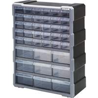 Drawer Cabinet, Plastic, 39 Drawers, 15" x 6-1/4" x 18-3/4", Black Cam Industrial