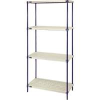 &eacute;tag&egrave;re en fils m&eacute;talliques avec tablettes en plastique, Cadre en fils m&eacute;talliques avec tablettes en plastique, Sans boulons, Capacit&eacute; 600 lb, 30" la x 72" h x 18" p Cam Industrial