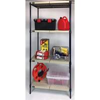 &eacute;tag&egrave;re en fils m&eacute;talliques avec tablettes en plastique, Cadre en fils m&eacute;talliques avec tablettes en plastique, Sans boulons, Capacit&eacute; 600 lb, 30" la x 72" h x 18" p Cam Industrial
