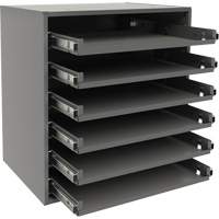 Small Bearing Slide Rack, Steel, 6 Slots, 15-9/16" W x 11-7/8" D x 16-3/8" H, Grey Cam Industrial