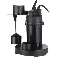 Thermoplastic Submersible Sump Pump, 2560 GPH, 115 V, 4.6 A, 1/3 HP Cam Industrial