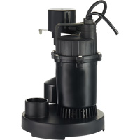 Thermoplastic Submersible Sump Pump, 2560 GPH, 115 V, 4.6 A, 1/3 HP Cam Industrial