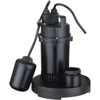 Thermoplastic Submersible Sump Pump, 2560 GPH, 115 V, 4.6 A, 1/3 HP Cam Industrial