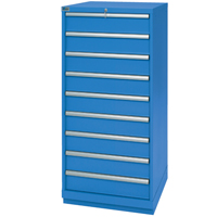 Armoires de rangement avec tiroirs, 9 tiroirs, 28-1/4" la x 28-1/2" p x 59-1/2" h, Bleu brillant Cam Industrial