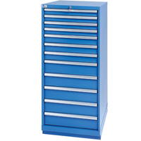 Armoires de rangement avec tiroirs, 12 tiroirs, 28-1/4" la x 28-1/2" p x 59-1/2" h, Bleu brillant Cam Industrial
