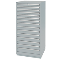 Armoires de rangement avec tiroirs, 15 tiroirs, 28-1/4" la x 28-1/2" p x 59-1/2" h, Gris Cam Industrial
