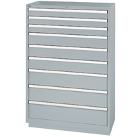 Armoires de rangement avec tiroirs, 9 tiroirs, 40-1/4" la x 22-1/2" p x 59-1/2" h, Gris Cam Industrial