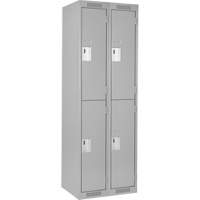 Clean Line Lockers, 2 -tier, Bank of 2, 24" x 18" x 72", Steel, Grey, Rivet (Assembled) Cam Industrial