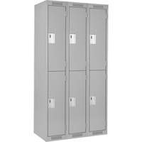 Clean Line Lockers, 2 -tier, Bank of 3, 36" x 18" x 72", Steel, Grey, Rivet (Assembled) Cam Industrial
