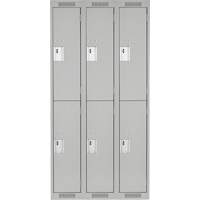 Clean Line Lockers, 2 -tier, Bank of 3, 36" x 18" x 72", Steel, Grey, Rivet (Assembled) Cam Industrial