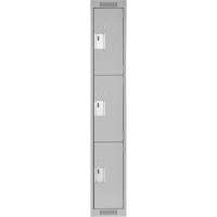 Clean Line Lockers, 3 -tier, 12" x 18" x 72", Steel, Grey, Rivet (Assembled) Cam Industrial