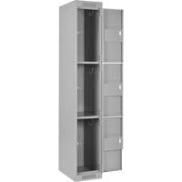 Clean Line Lockers, 3 -tier, Bank of 4, 48" x 18" x 72", Steel, Grey, Rivet (Assembled) Cam Industrial