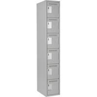 Clean Line Lockerettes, 6 -tier, 12" x 18" x 72", Steel, Grey, Rivet (Assembled) Cam Industrial