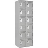 Clean Line Lockerettes, 6 -tier, Bank of 2, 24" x 18" x 72", Steel, Grey, Rivet (Assembled) Cam Industrial