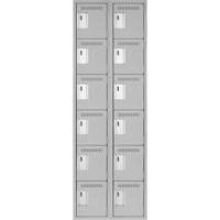 Clean Line Lockerettes, 6 -tier, Bank of 2, 24" x 18" x 72", Steel, Grey, Rivet (Assembled) Cam Industrial