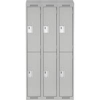 Clean Line Lockers, 2 -tier, Bank of 3, 36" x 18" x 78", Steel, Grey, Rivet (Assembled) Cam Industrial