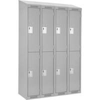 Clean Line Lockers, 2 -tier, Bank of 4, 48" x 18" x 78", Steel, Grey, Rivet (Assembled) Cam Industrial