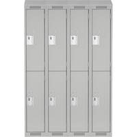Clean Line Lockers, 2 -tier, Bank of 4, 48" x 18" x 78", Steel, Grey, Rivet (Assembled) Cam Industrial