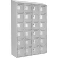 Clean Line Lockerette , 6 -tier, Bank of 4, 48" x 18" x 78", Steel, Grey, Rivet (Assembled) Cam Industrial
