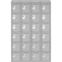Clean Line Lockerette , 6 -tier, Bank of 4, 48" x 18" x 78", Steel, Grey, Rivet (Assembled) Cam Industrial