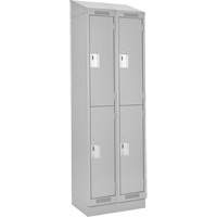 Casiers Clean Line, 2 niveaux, Bloc de 2, 24" x 18" x 82", Acier, Gris, Rivet (assembl&eacute;) Cam Industrial