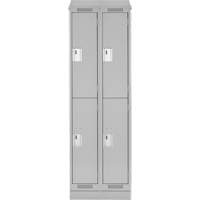 Casiers Clean Line, 2 niveaux, Bloc de 2, 24" x 18" x 82", Acier, Gris, Rivet (assembl&eacute;) Cam Industrial