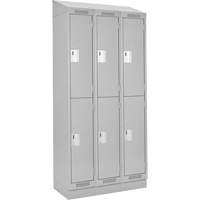 Clean Line Lockers, 2 -tier, Bank of 3, 36" x 18" x 82", Steel, Grey, Rivet (Assembled) Cam Industrial